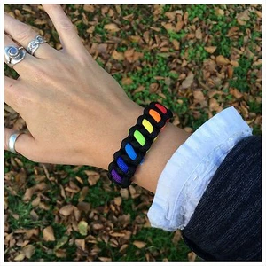 Colourful Rainbow Paracord Survival Bracelet Friendship Bracelet Handmade in UK - Picture 1 of 2