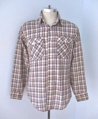 Camisa De Colección Años 70 Levi's Azul Rojo Cuadros Polialgodón Western Rockabilly Logo Pestaña M Foto 1 de 4