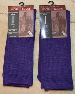 NWT - 2PAIR - Augusta PURPLE Wicking Athletic Socks (7-9) Unisex Youth - Picture 1 of 5