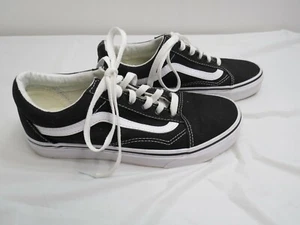 UNISEX SCHWARZ & WEISS SEITENSTREIFEN VANS OFF THE WALL SNEAKER HERREN 5,5 DAMEN 7 SKATE - Bild 1 von 3