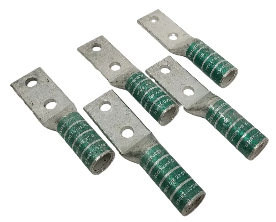 5pcs BURNDY YA362N 2-Hole Lug Compression Connector Straight Barrel 600kcmil NEW - Image 1 of 4