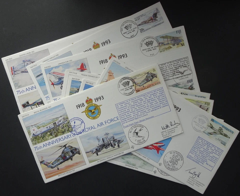 75th Anniversary of the Royal Air Force signed stamp covers - Multi listing - Image 1 of 1