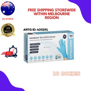 10 Boxes of 100pcs Disposable Nitrile Medical Gloves Blue Latex Powder Free - Picture 1 of 8
