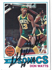 Don Slick Watts Autographed 1977 Topps Basketball Card #51 Seattle SuperSonics