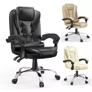 Bürostuhl Wippfunktion Ergonomischer 360° PU Leder Drehstuhl höhenverstellbar - Bild 1 von 14