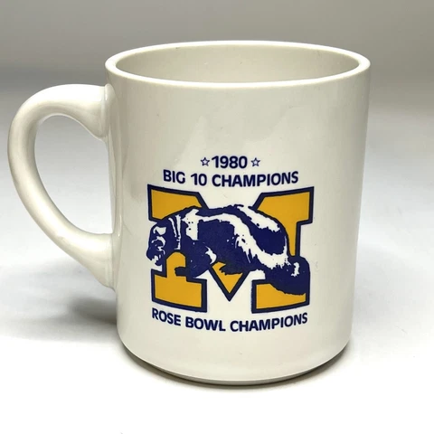Vintage 1980 1981 University of Michigan Wolverines Rose Bowl Big Ten Champs Mug Cover