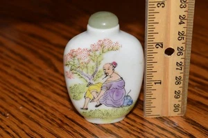 Rare China Porcelain Enamel Hand-Painted Man And Woman Snuff Box Bottle - Picture 1 of 3