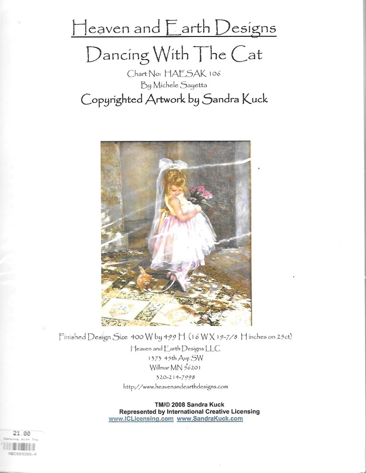 Heaven And Earth Designs #HAESAK106 Dancing With the Cat  - X-Stitch - NIP - Image 1 of 1