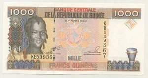 Billete de banco Guinea 1000 francos 1998 selección 37 UNC sin circular - Imagen 1 de 2
