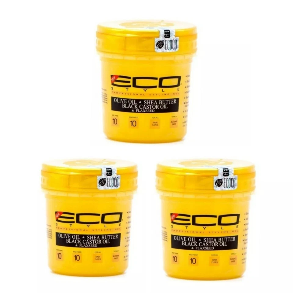 3x ECO Style Gold mit Olivenöl & Sheabutter, schwarzem Rizinusöl & Leinsamen 8oz