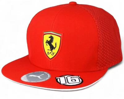 Scuderia Ferrari Racing Formula 1 Flat Brim Cap - Charles Leclerc -2019 F1 Hat - Image 1 of 4