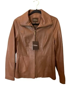 Cole Haan Full Zip Long Sleeve Leather Jacket Hazel 350M2287 Womens Size 8 NWT - Picture 1 of 11