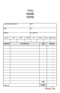 2 Custom 2 part Receipt Book Personalized , your logo, info, numbers, & cover. - Picture 1 of 3