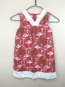 Gymboree 7 Palm Beach Paradise Flamingo Shift Dress Pink White Green - Picture 1 of 4