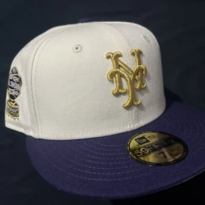 New Era Fitted Hat Metro 7 1/4 New York Mets Peace Sign Rare  - Picture 1 of 3