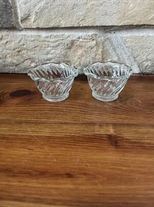 Lot Of 2 Vintage Clear Glass Tulip Dessert Bowl Dish Swirl Pattern 3 1/2” Dia. - Picture 1 of 12