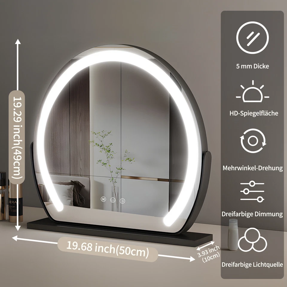 MARKENLOS Hollywood Schminkspiegel mit Beleuchtung LED Kosmetikspiegel Make-up Spiegel Φ50