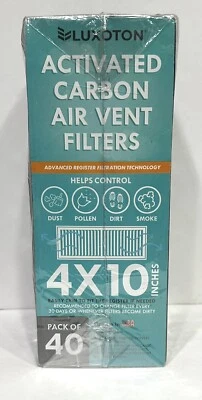 Luxoton Activated Carbon Air Vent Filters Floor Vent Filters 40 Pack 4" X 10"