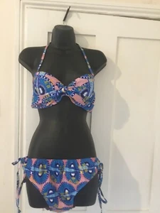 Bikini set twist front tie side African print swimming suit cup 36 - Picture 1 of 15