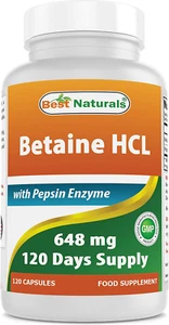 Best Naturals Betaine Hcl 648 Mg with Pepsin 120 Capsules - Picture 1 of 3