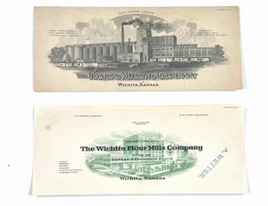 vtg Pair (x2) lot Wichita Kansas KS Milling Flour Mills advertising letterhead - Foto 1 di 13