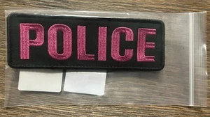 PVC Embroidered POLICE PATCH 6x2” W/ Back Hook Fastener For Tactical Jacket-PINK - Picture 1 of 2