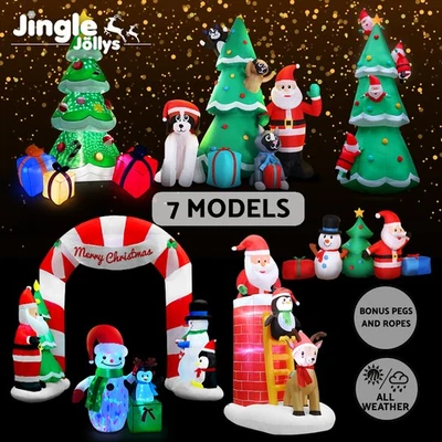 Jingle Jollys Inflatable Christmas Santa Snowman LED Lights Xmas Decor Outdoor - image 1 of 4