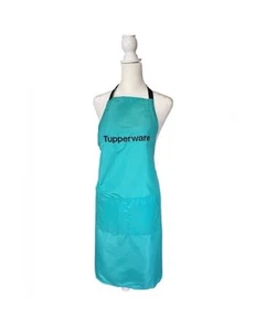 Delantal con logotipo de Tupperware verde azulado/azul aguamarina y negro bordado premio nuevo - Imagen 1 de 6