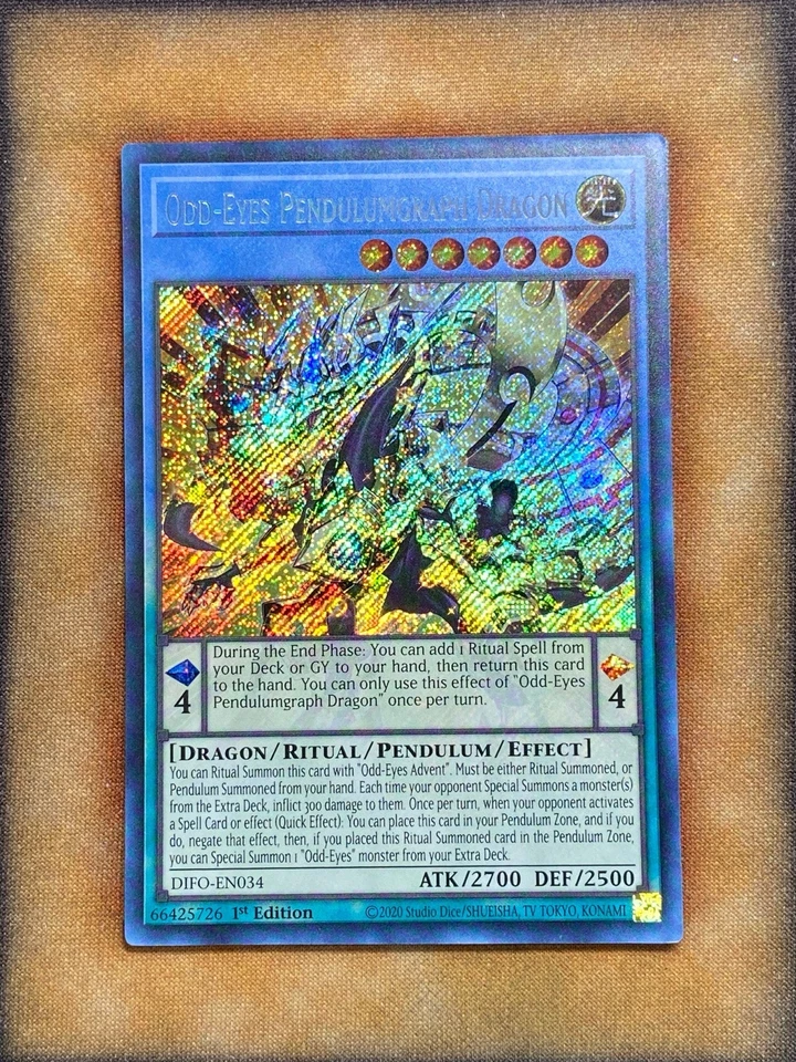 Yugioh Odd-Eyes Pendulumgraph Dragon DIFO-EN034 Secret Rare 1st Ed NM - Image 1 of 1