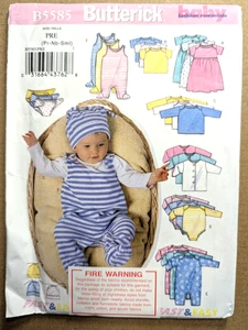 Butterick Baby B5585 Pr-Sml Infant Jacket Dress Top Romper Diaper Hat EASY Uncut - Picture 1 of 3