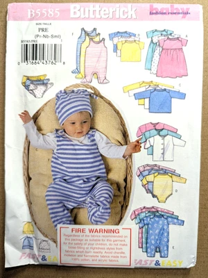 Butterick Baby B5585 Pr-Sml Infant Jacket Dress Top Romper Diaper Hat EASY Uncut - Image 1 of 3