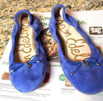 Pisos de ballet de gamuza Sam Edelman talla 7 AZUL REAL... ¡COMO NUEVOS! Foto 1 de 4