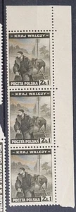 POLAND-1943,The country is fighting-Kray Walczy.3 stamp block.WW2 - Picture 1 of 2