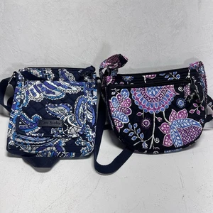 Vera Bradley Purses Lot Of 2 Crossbody Pouch Handbag Blue Black Purple - Picture 1 of 8