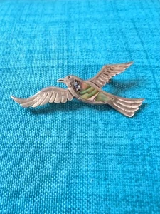 Vintage Signed Sterling Silver 925 Inlaid Abalone Flying Bird Pin/Brooch - Picture 1 of 6