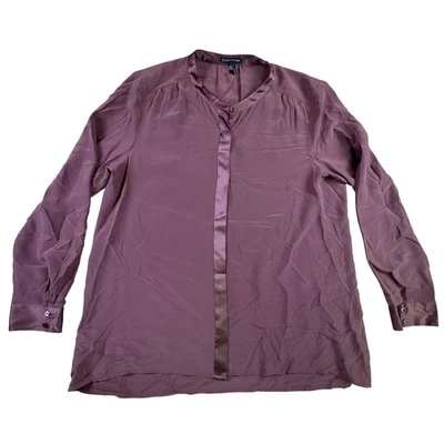 Eileen Fisher Women's Button Down Long Sleeve Blouse Burgundy 100% Silk Small - Image 1 of 4