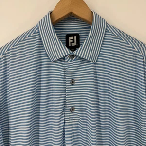 FootJoy Men's Large Polo Shirt Blue Striped Pablo Creek Golf Short Sleeve Casual - Picture 1 of 8