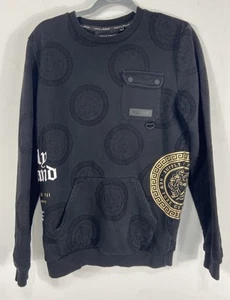 Supply & Demand Black & Gold Medusa Streetwear Allover Print Hoodie Sz S - Picture 1 of 7