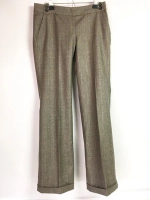 Banana Republic Womens 8 Wool Pant Brown Plaid Straight Cuffed MidRise 34 Inseam - Image 1 of 4