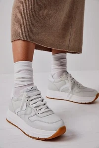 NEW FREE PEOPLE Sz 38 MARAN SNEAKERS X VOILE BLANCHE NAPA WHITE - Picture 1 of 7