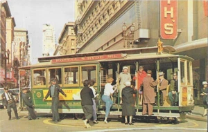Tram Postcard Cable Car Turntable San Francisco California USA Powell Market St - Picture 1 of 2