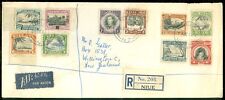 NIUE : 1947 Registered cover to New Zealand with Stanley Gibbons #78, 89-97.