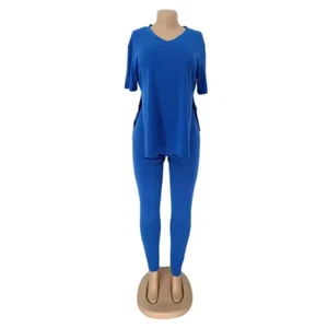 Women Summer Track Suit Short Sleeve Women's Shirt and Jogger Pants 2 Piece - Picture 1 of 2