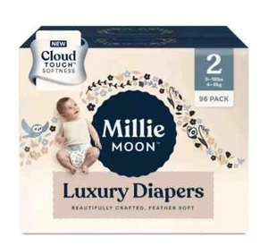 New All Natural Millie Moon Disposable Diapers Cloud Touch Softness Size 2 - Picture 1 of 2