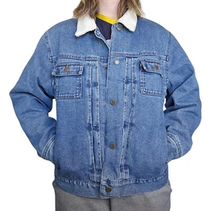 Vintage Y2K Ralph Lauren M/L Denim Jacket L Trucker Sherpa Collar Quilted Liner - Picture 1 of 13