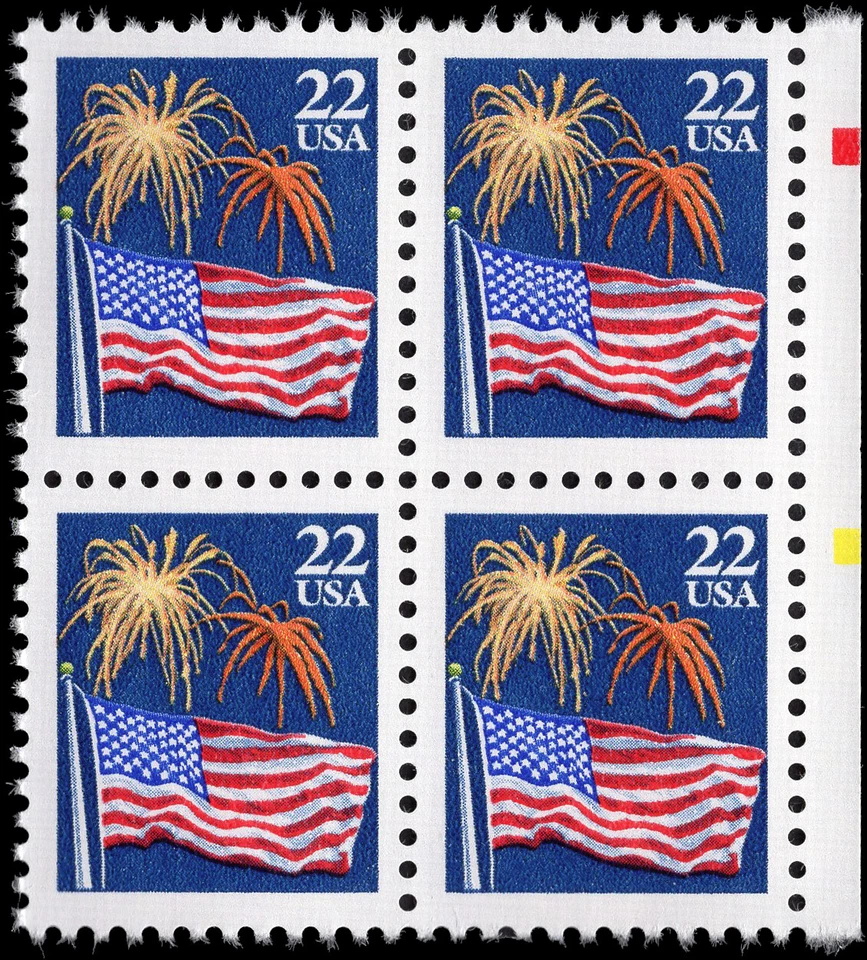 US Scott # 2276, Flag & Fireworks, Block of (4) 1987 22¢ Stamps, MNH - Image 1 of 1