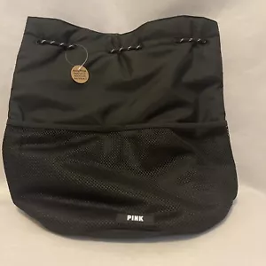 NEW Victoria Secret PINK 2020 L.E. Black Drawstring Backpack Bag - Picture 1 of 4