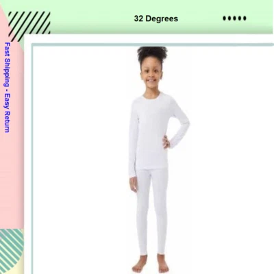 32 Degrees HEAT Niños Manga Larga Cuello Redondo Conjunto Base, Blanco, M (8/10 Foto 1 de 3