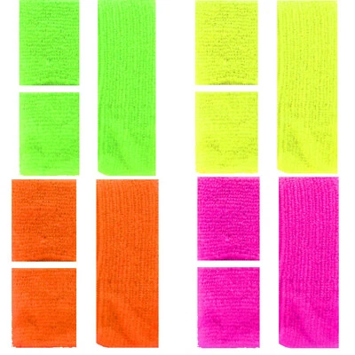 ATOSA 3 Teile Set Sport Neon Farben Armband Stirnband Schweißband Tennis Band Fitness