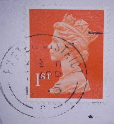 1 x GB USED 1ST CLASS RED DEFINITVE MACHIN STAMP - EXETER POSTMARK - Image 1 of 4